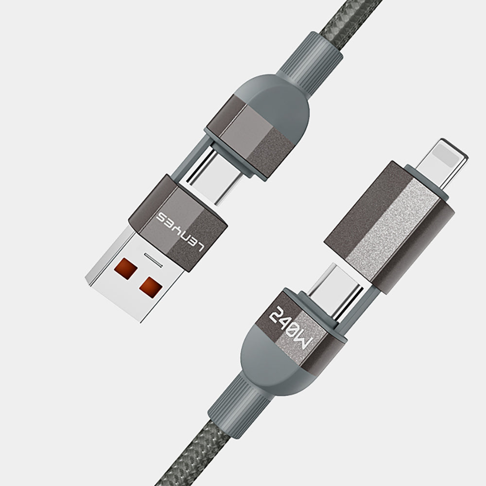 Lenyes LC543 4in1 Hızlı Şarj Özellikli USB-A - Type-C + Type-C to Lightning Data ve Şarj Kablosu 240W 1M Lenyes LC543 4in1 Hızlı Şarj Özellikli USB-A - Type-C + Type-C to Lightning Data ve Şarj Kablosu 240W 1M